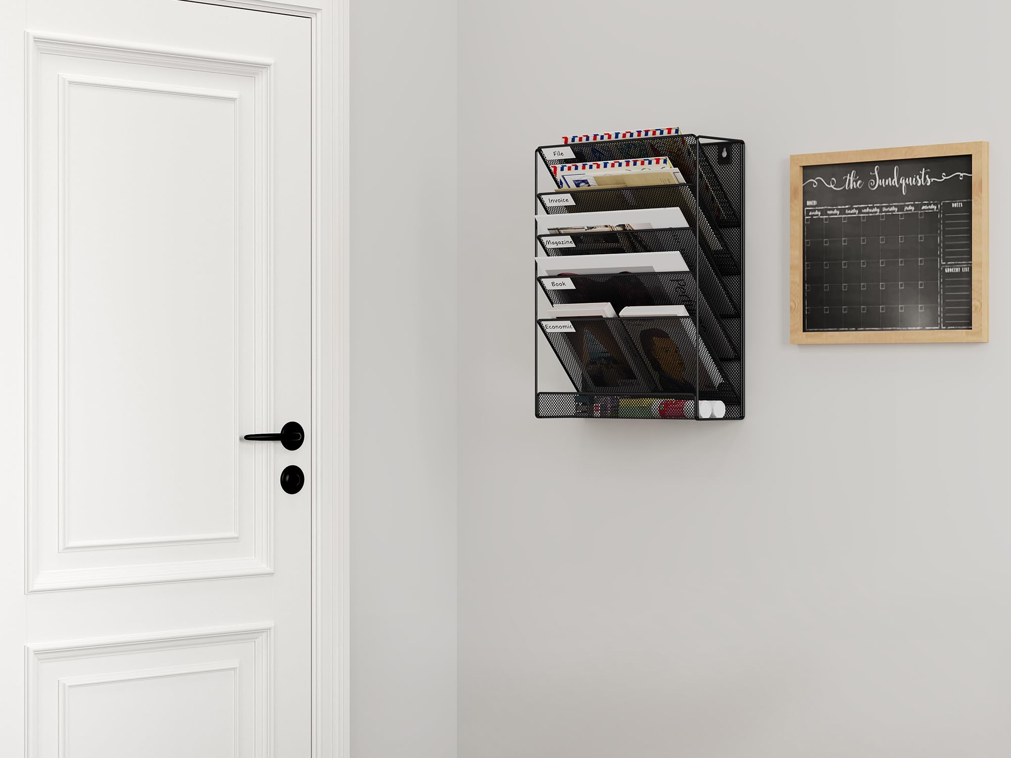 EasyPAG Métal Porte Document Mural A4 Organisateur de Bureau Range Papier Noir