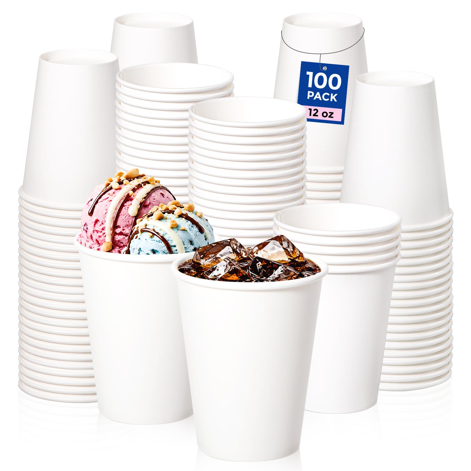 Fit Meal Prep 100 Pack 12 oz Disposable Paper Coffee Cups