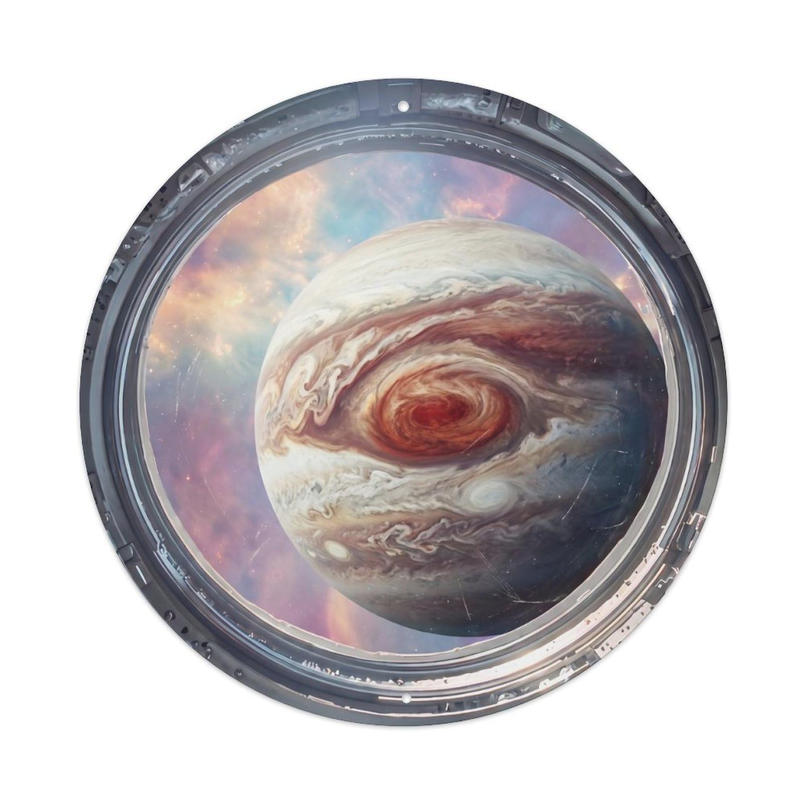 Metal Tin Sign Storm Vortex Gas Giant from Space Station