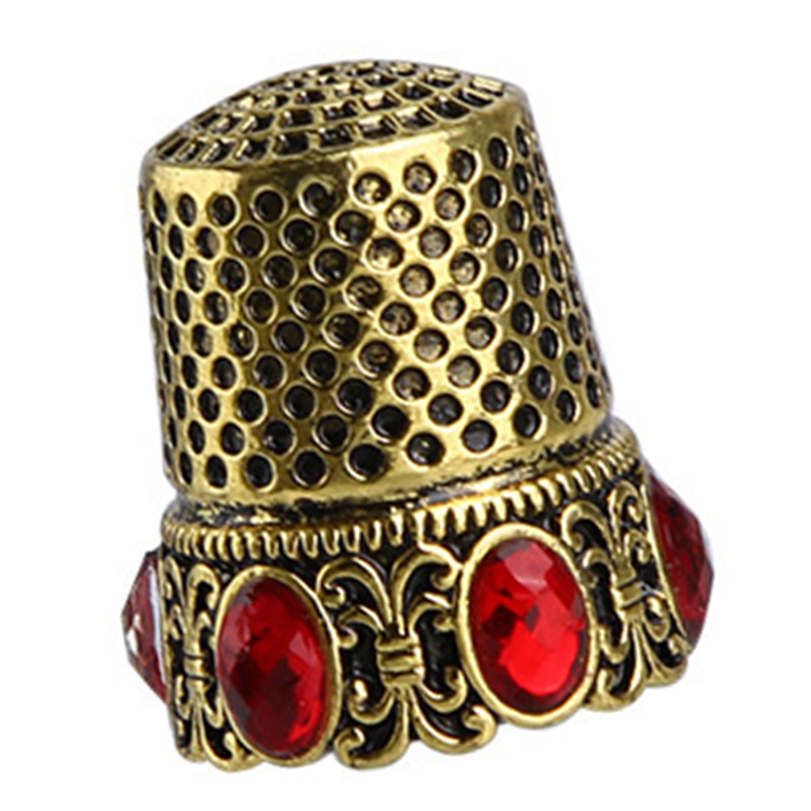 Shurhome Antique Rhinestones Metal Thimble Sewing Finger Covers Comfortable Finger Protectors for Quilting Embroidery Needlework European Royal Filigree Metal Thimble