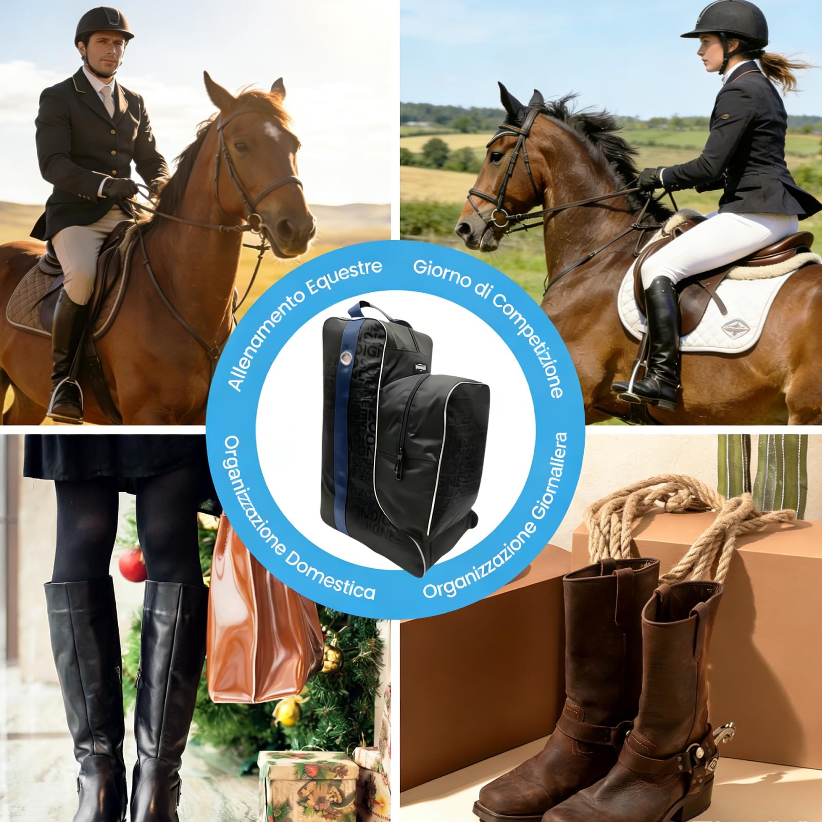 Sharplace Porta Stivali Alti Da Equitazione Con Chiusura a Cerniera, Sacchetti per Calzature Con Maniglia, Borse Portatili per Stivali in Tessuto Oxford, Design a Doppio Scomparto