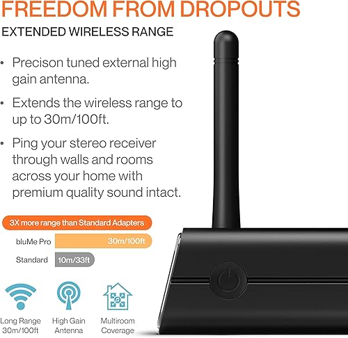 Miniatura 6 de Auris Blume Pro HiFi Receptor de música Bluetooth 5.3 con adaptador Bluetooth de largo alcance, DAC de audiófilo, LDAC, aptX HD, pantalla OLED y