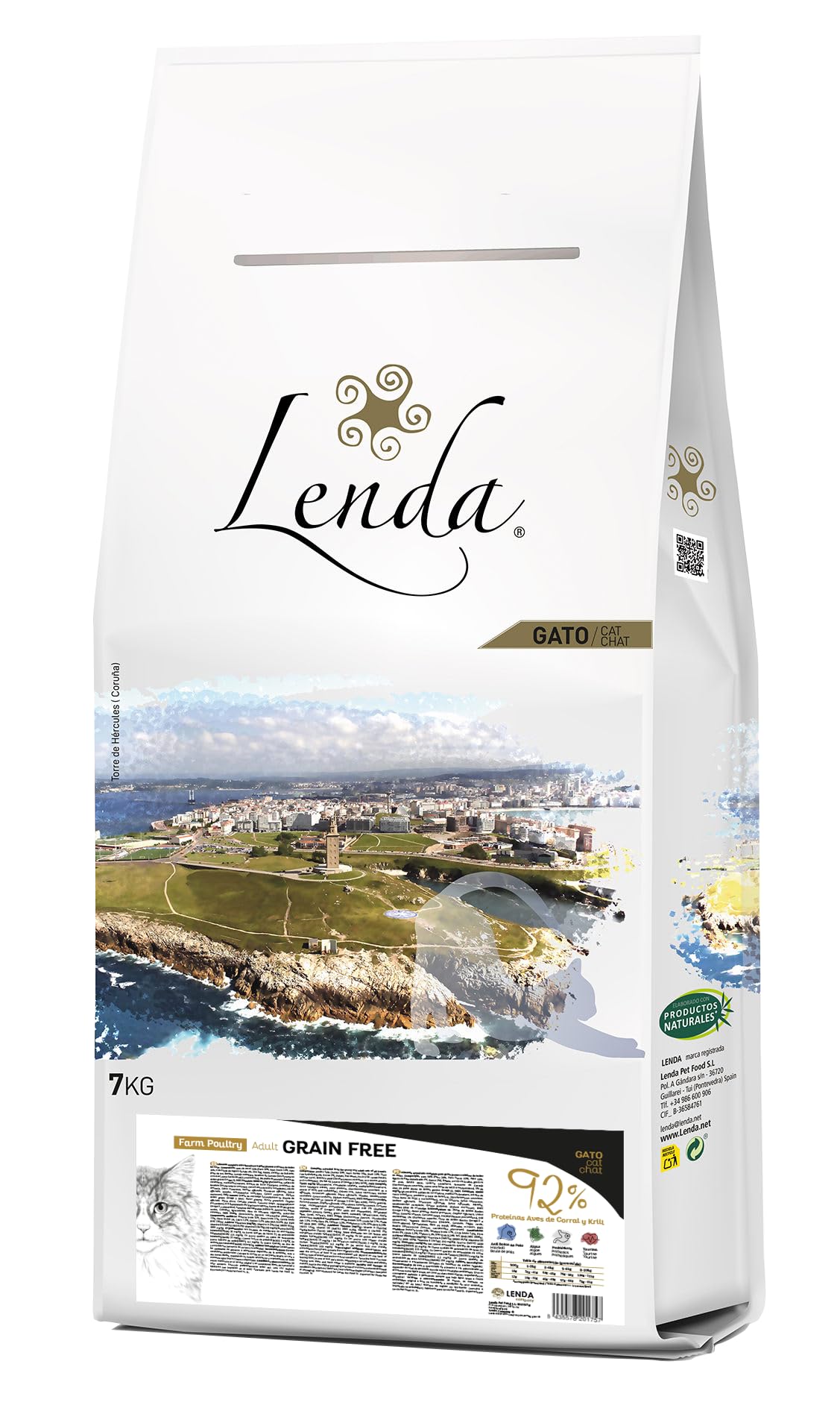 Lenda Gato Adult Farm Poultry 7Kg - Pienso para Gatos Adultos SIN Cereales | Comida Natural para Gatos con Botánicos y Probióticos | Comida Seca gatos | Pienso Hipoalergénico