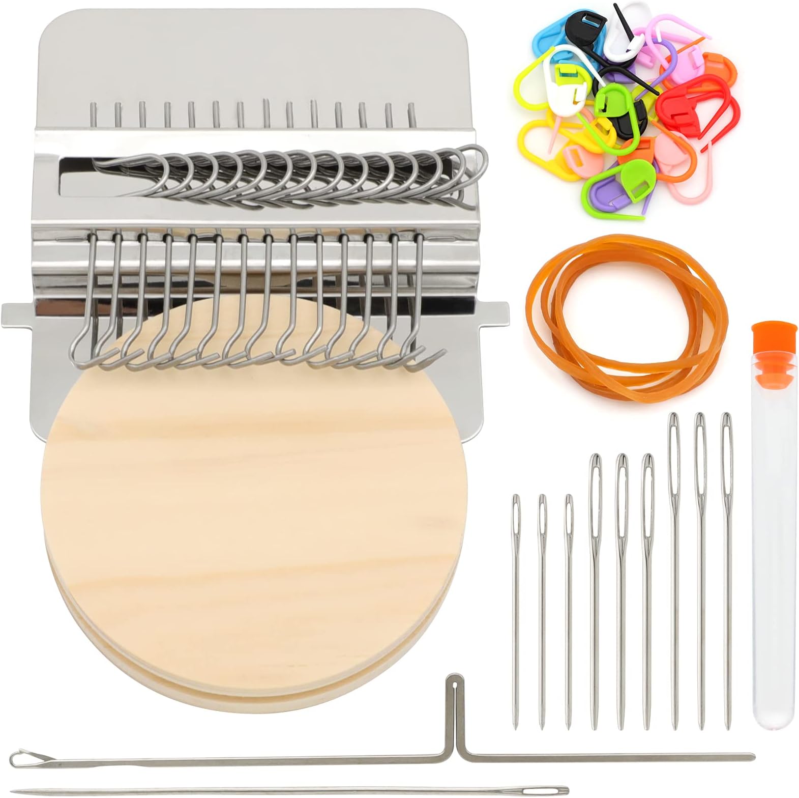 Darning Mini Loom Machine, 14 Hooks Small Speedweve Weaving Loom,Wooden Weaving Frame Loom for Beginners,Quickly Household Mending Loom,Hand Craft DIY Weaving Repair Tool for Jeans,Socks and Clothes