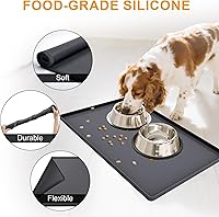 Vista 4 de Mofason Tapete impermeable para comida para mascotas, tapete para perros de 24 x 16 pulgadas, grande – 0.5 pulgadas, borde elevado, mantel