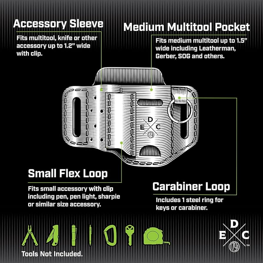 Delife デライフ Multistrap& pouch 1791 EDC Multitool Sheath, American Leather Multitool Pouch