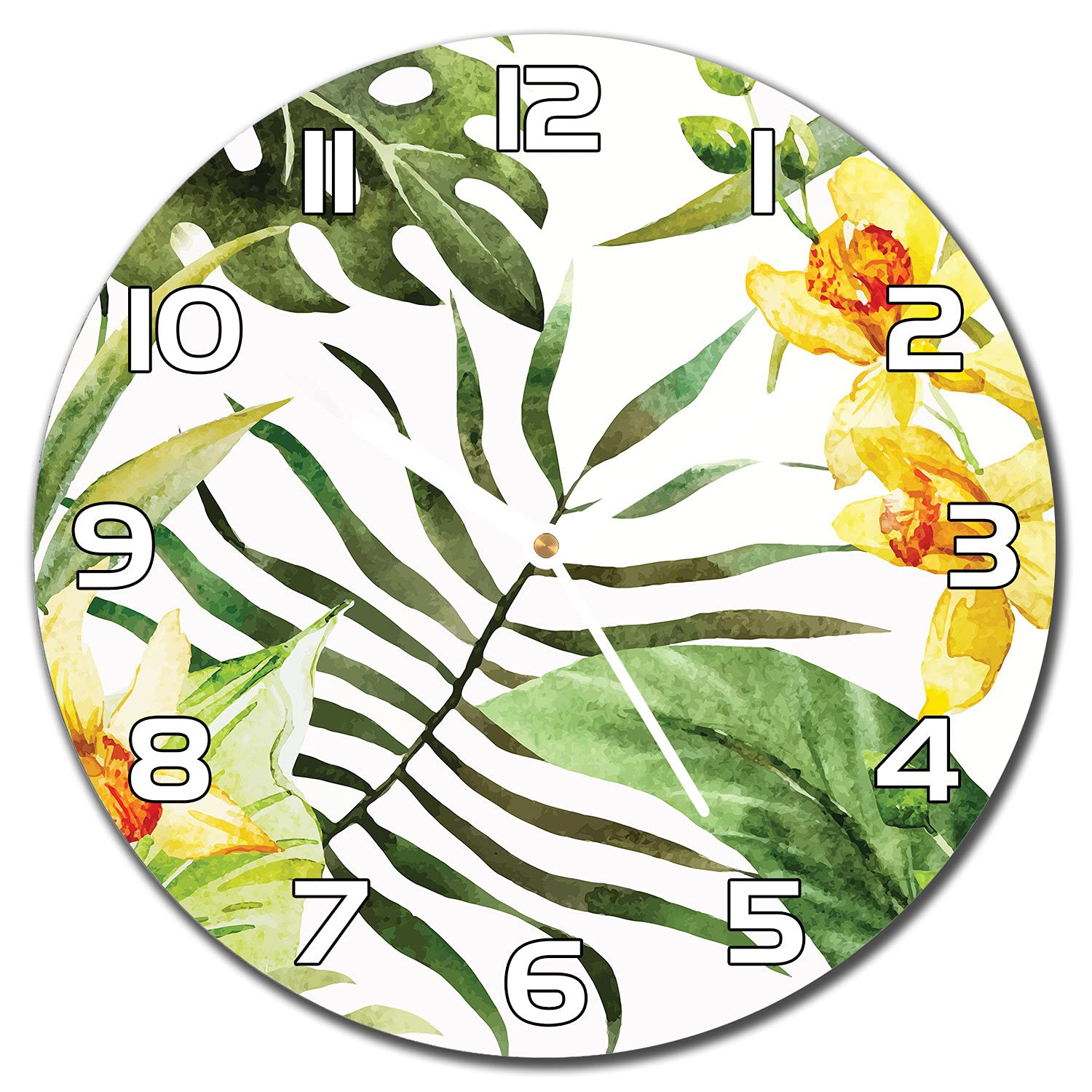 Horloge en verre de sécurité Coloray 30 cm motif Fleurs de Canna