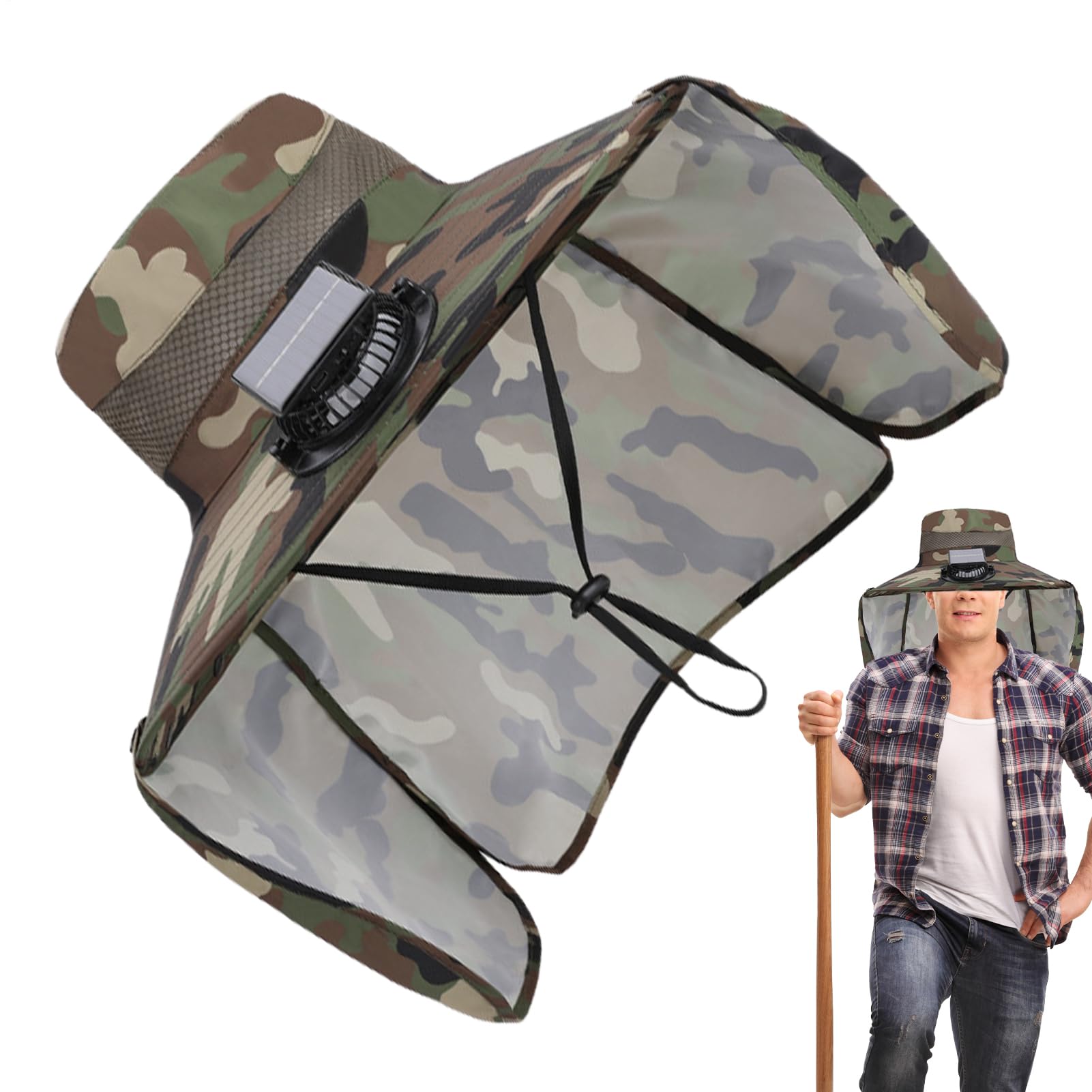 Gorra con Ventilador Solar Sombrero de Pesca Transpirable