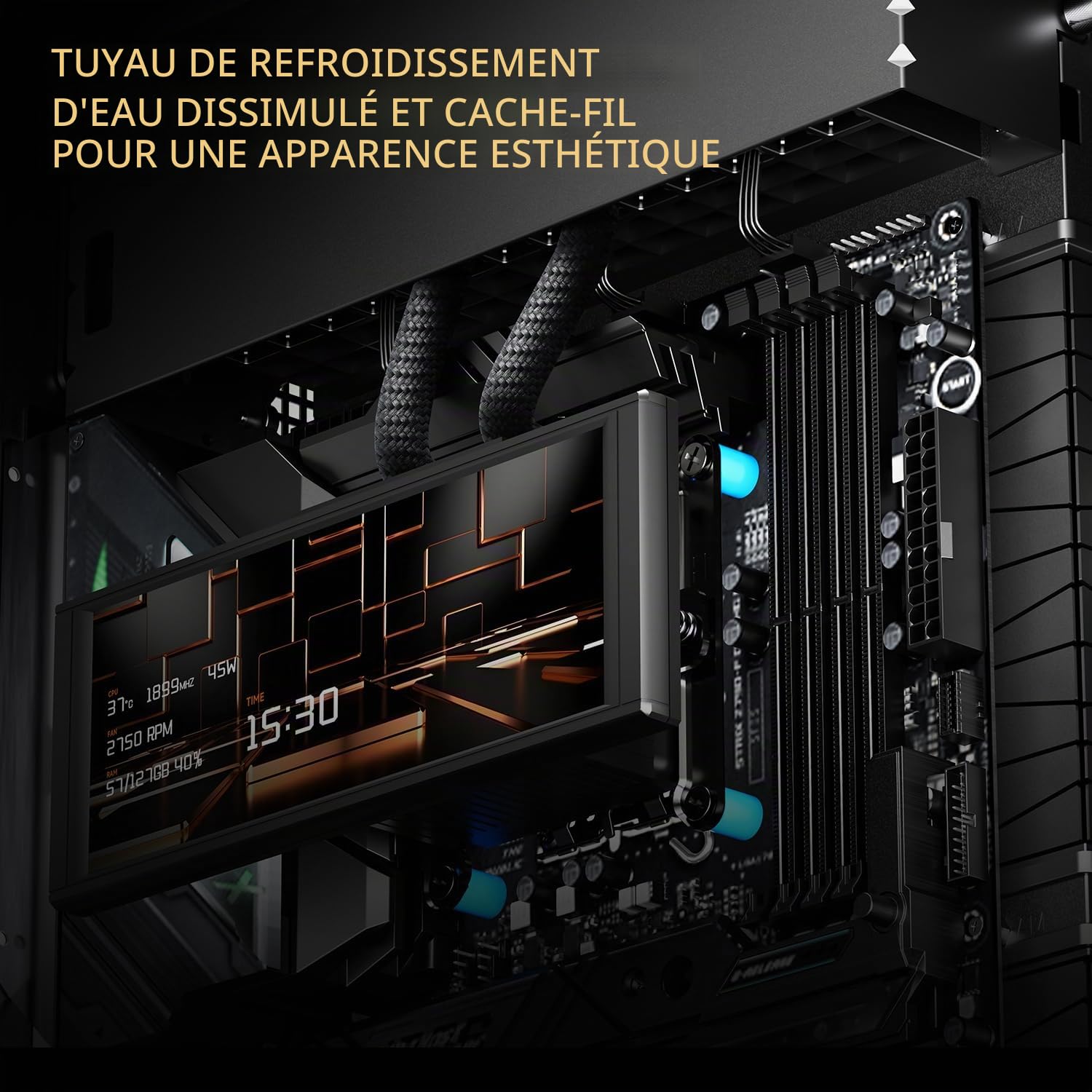 TR Boîtier PC A70 Vision - Éclairage ARGB 5 V - Design de Ventilation en Maille pour Un Refroidissement Optimal - Emplacements de Disque Dur Flexibles - Idéal pour Le Montage DIY - avec écran de 9,16