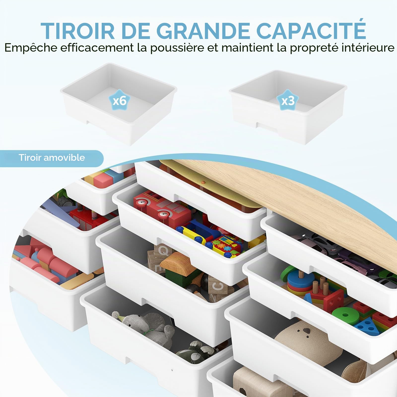 kingrack 12 tiroirs Tour de Rangement, avec façade en Bois - Meuble de Meuble tiroir Rangement pour la Maison et Le Bureau, Design Peu encombrant, Installation Facile (Blanc)