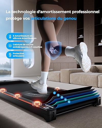 Walking Pad with Incline, 1-6 Km/H 8% Portable Under Desk Walking Treadmill, Exercise Equipment For Home Office Use, Quiet Running Machine - 5