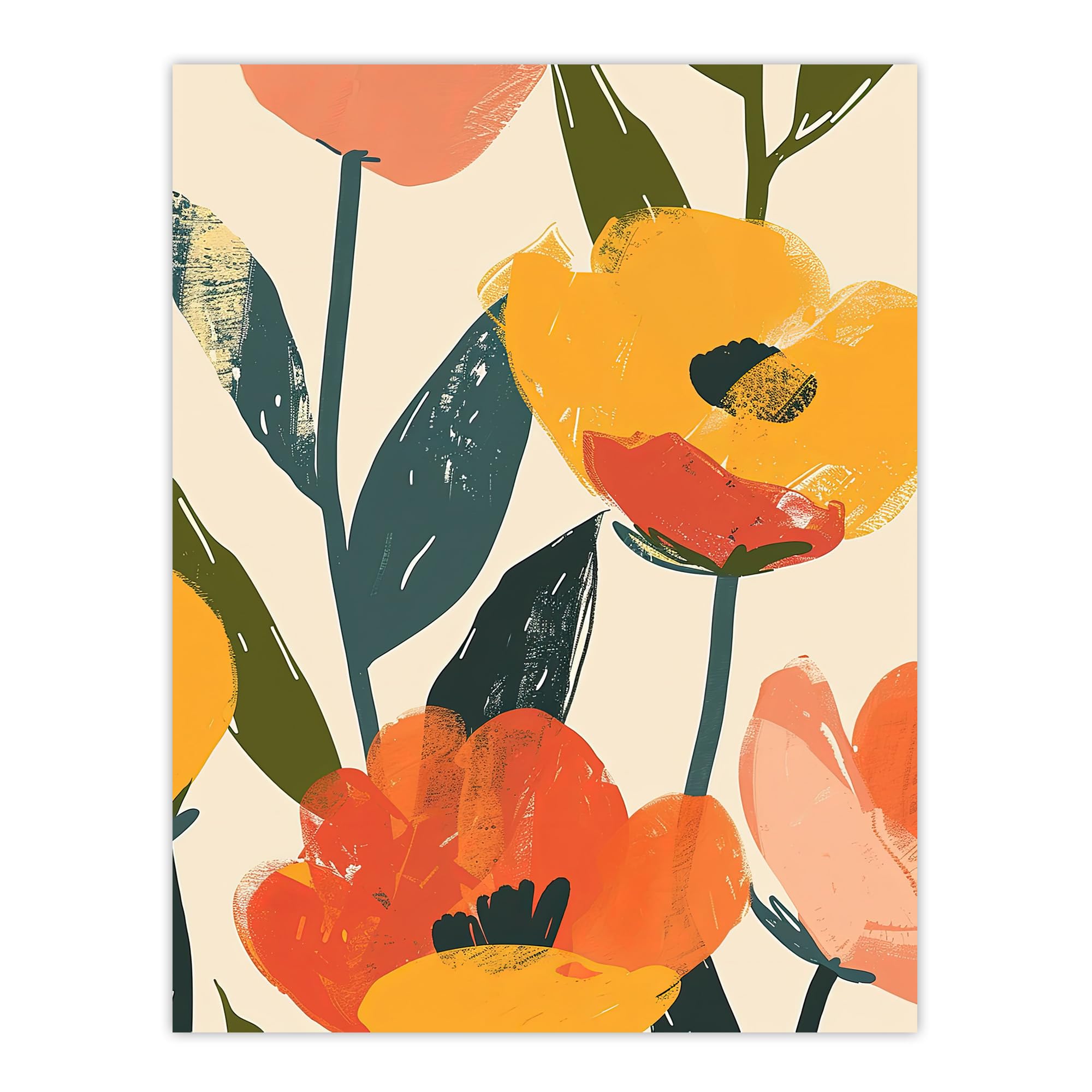 Artery8 Simple Spring Flower Blooms Bright Painting For Living Room Extra Large XL Wall Art Poster Print, Unframed 24X32", 81L x 61W cm