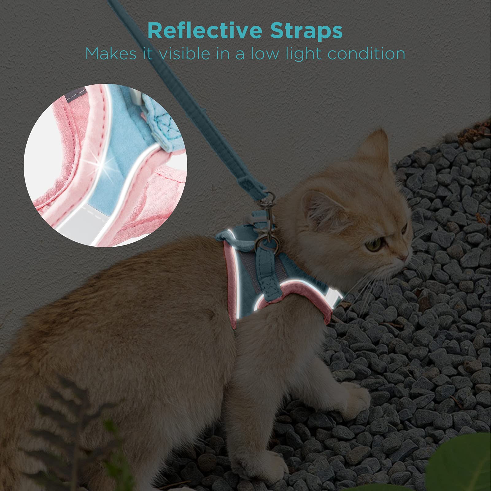 Pettorina Con Guinzaglio Per Gatto GeeRic - Leggera, Riflettente, Regolabile, Taglie S/M/L - Foto 8