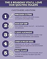 Vista 2 de The Quilted Bear Reglas de Acolchado - Regla de Acolchado de Acrílico Transparente Antideslizante, Patchwork y Costura con Líneas Negras Claras