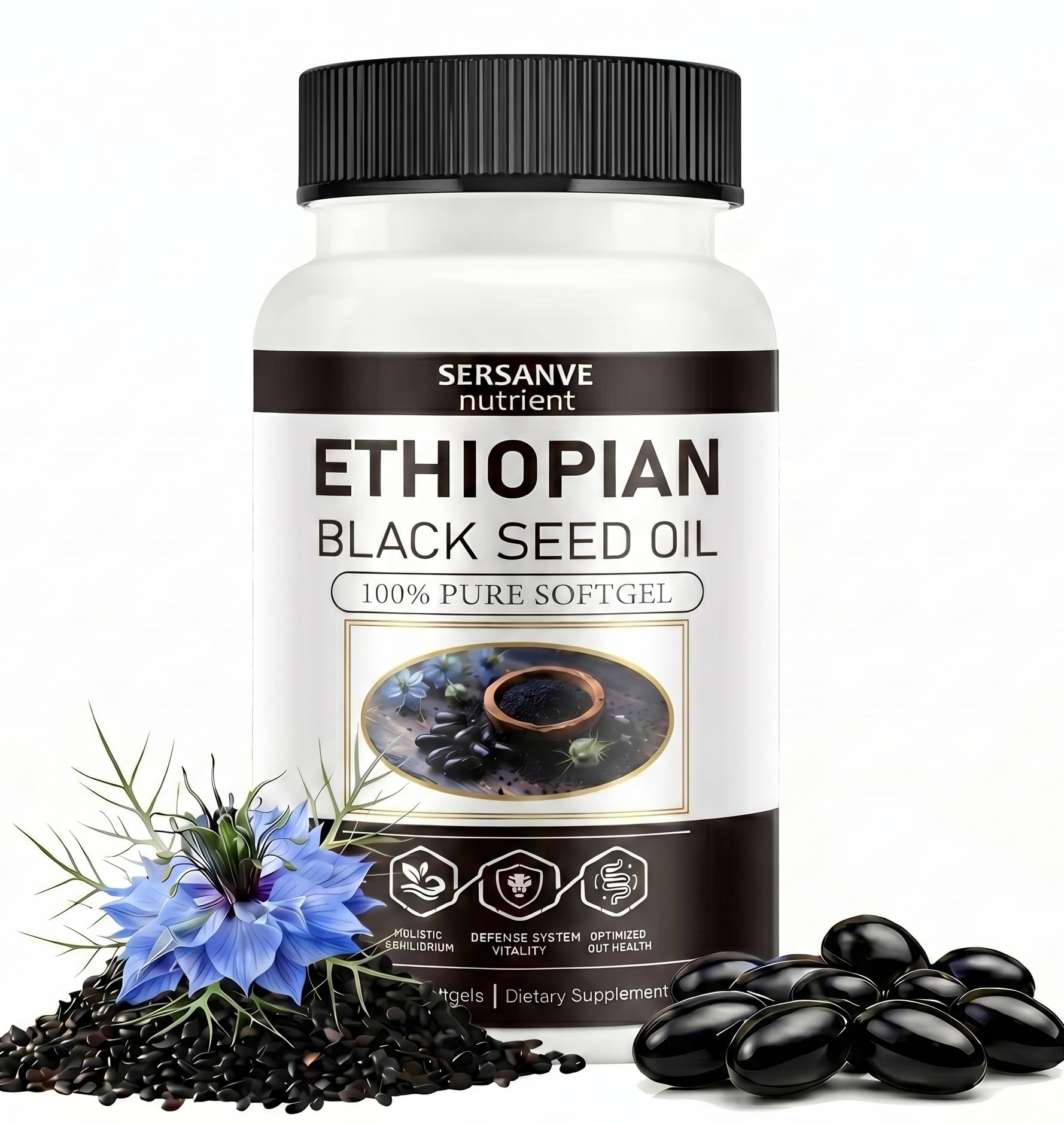 Ethiopian Black Seed Oil Softgels, 4.64% Thymoquinone, Cold Pressed