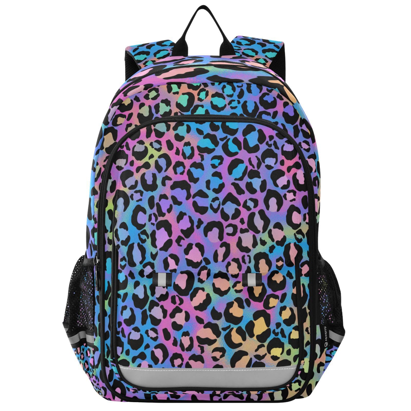 ALAZA Rainbow Leopard School Backpacks Travel Laptop Bag Kids Bookbag for Girls Boys Teens Women Men