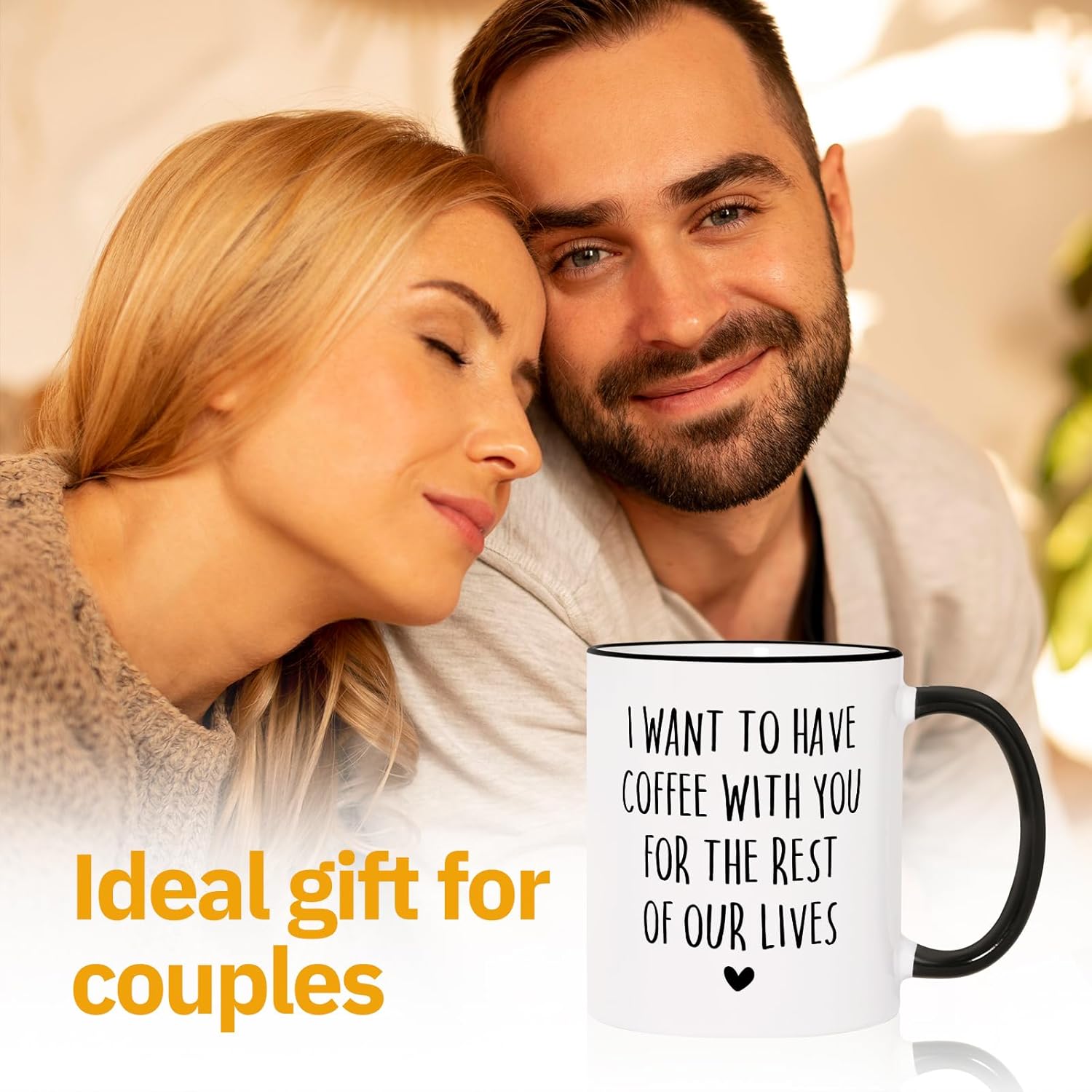 Aurahouse Wedding Anniversary Mug, Valentines Day Gifts for Husband Wife, Romantic Gifts for Boyfriend Girlfriend, Wife Husband Birthday Christmas Gift, Let’s Have Coffee Together Forever - Image 2