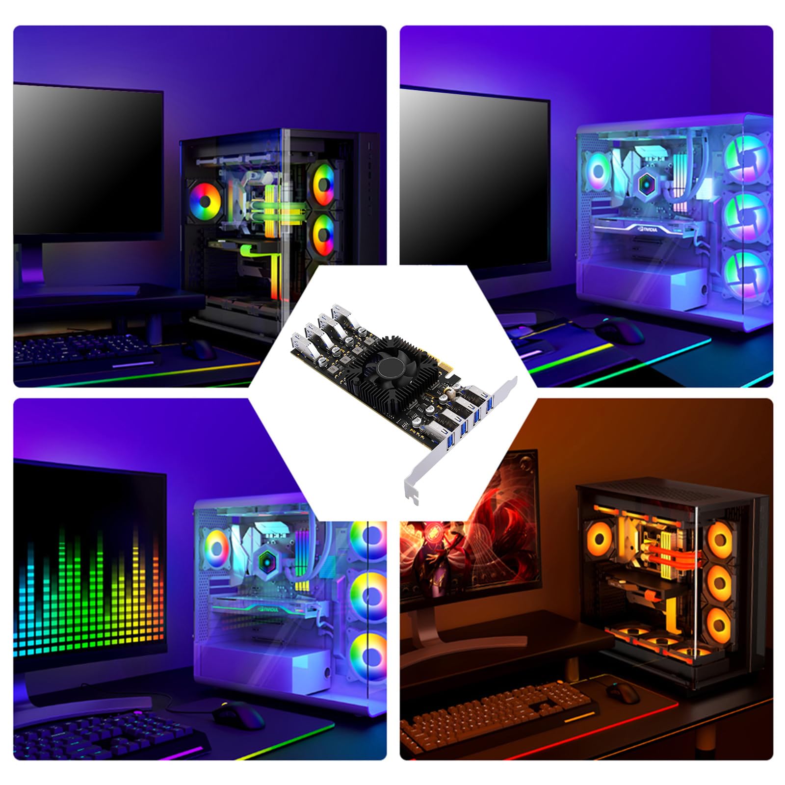 Trasforma Computer Scheda espansione PCIExpress USB 3.2 a 8 Porte da 5 Gbps Scheda PCIE USB 3.2 Supporto per Finestra Sistemi operativi Controller USB Desktop