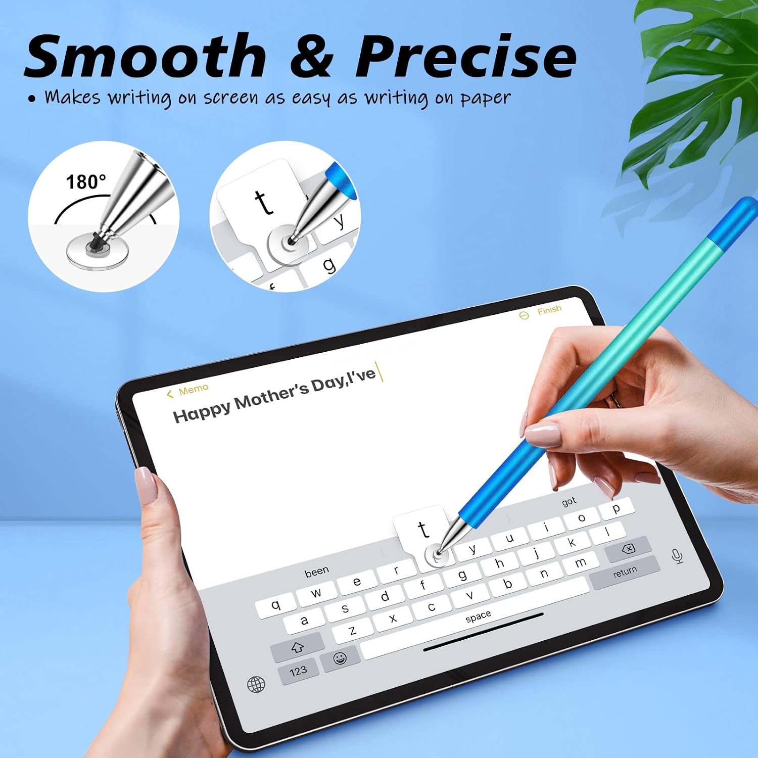 Stylus for iPad (2 Pcs), StylusHome Magnetic Disc Universal Stylus Pens Touch Screens + 4 Extra Replacement Tips for Apple/iPhone/Ipad pro/Mini/Air/Android All Capacitive Touch Screens (Green/Blue)