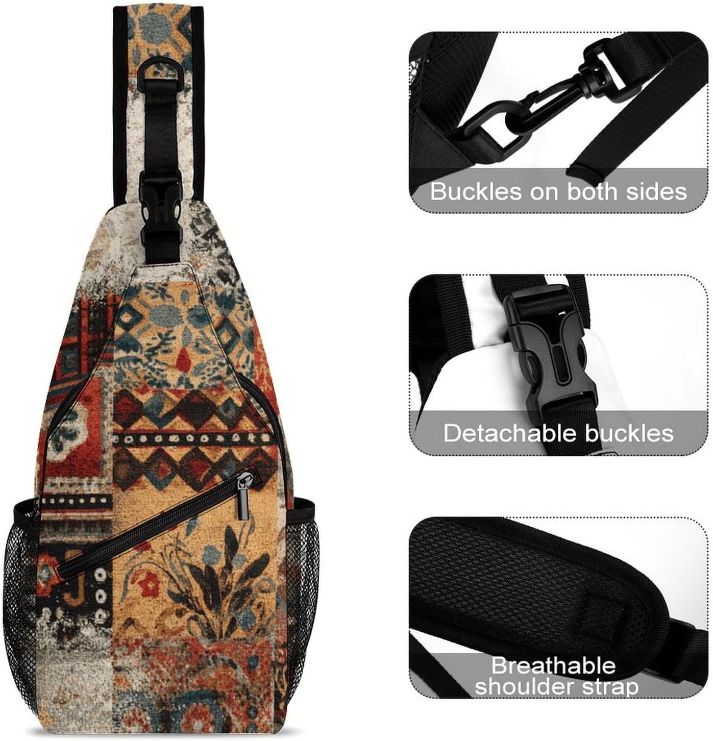 Shaped Totem Sling Crossbody Bag Lightweight Chest Shoulder Backpack for Outdoor Sports