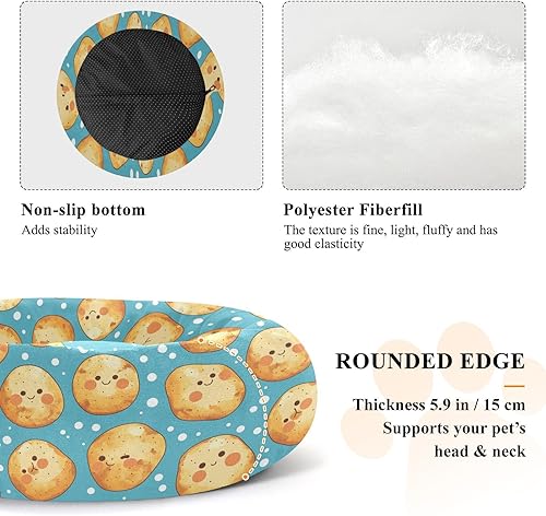 Miniatura 5 de Wudan Pet Cat Beds Removable & Washable Fluffy Dog Cave Bed for Small Size Pets Supplies XS Cartoon Kawaii-Style Potato Blue