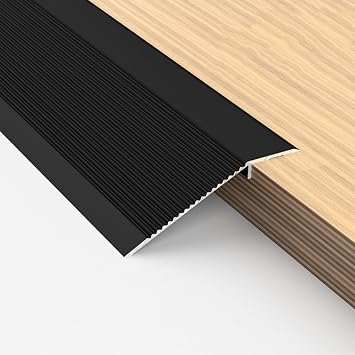 Aluminium Carpet Cover Strips - 90cm Door Floor Bar, Anodized Aluminium Door Floor Bar Grooved Trim Threshold Enhance Your Interior, Bridge The Height Between 10-35mm No DrillingBlack