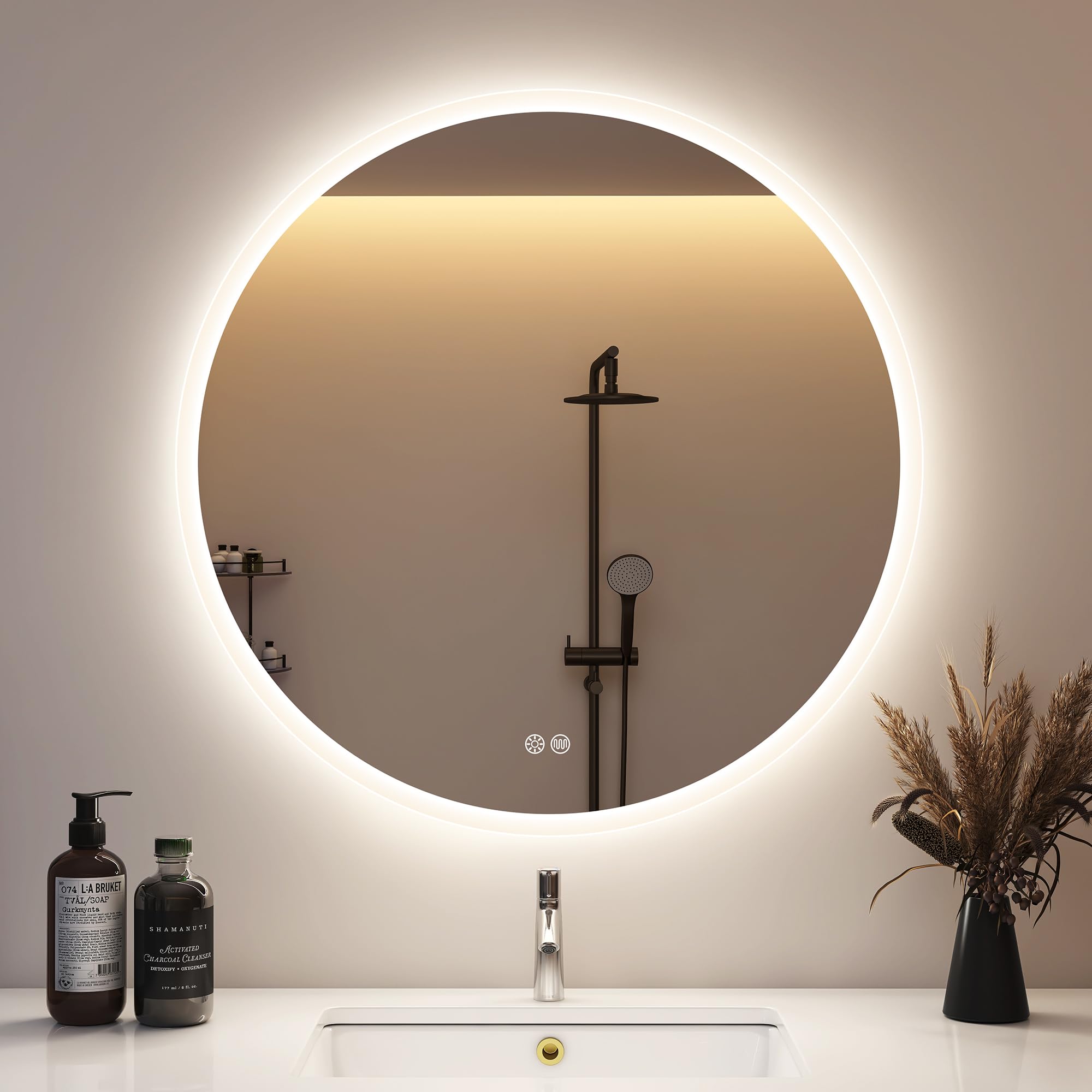 STARLEAD 800 mm Round-Bathroom-Mirror-with-Lights, LED-Bathroom-Mirror with Dimmable, 3 Colour Temperatures, Anti-Fogging, Memory Function, HD Tempered Glass, IP44 LED Mirror — image 1