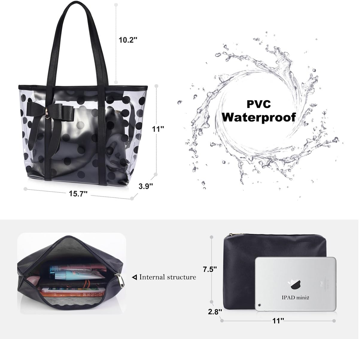 Women's Clear Tote Bags Multi-Use Shoulder bag Handbag Beach bag Shopping Bag | Multi-Use, Beach bag, Shopping Bag - Image 5
