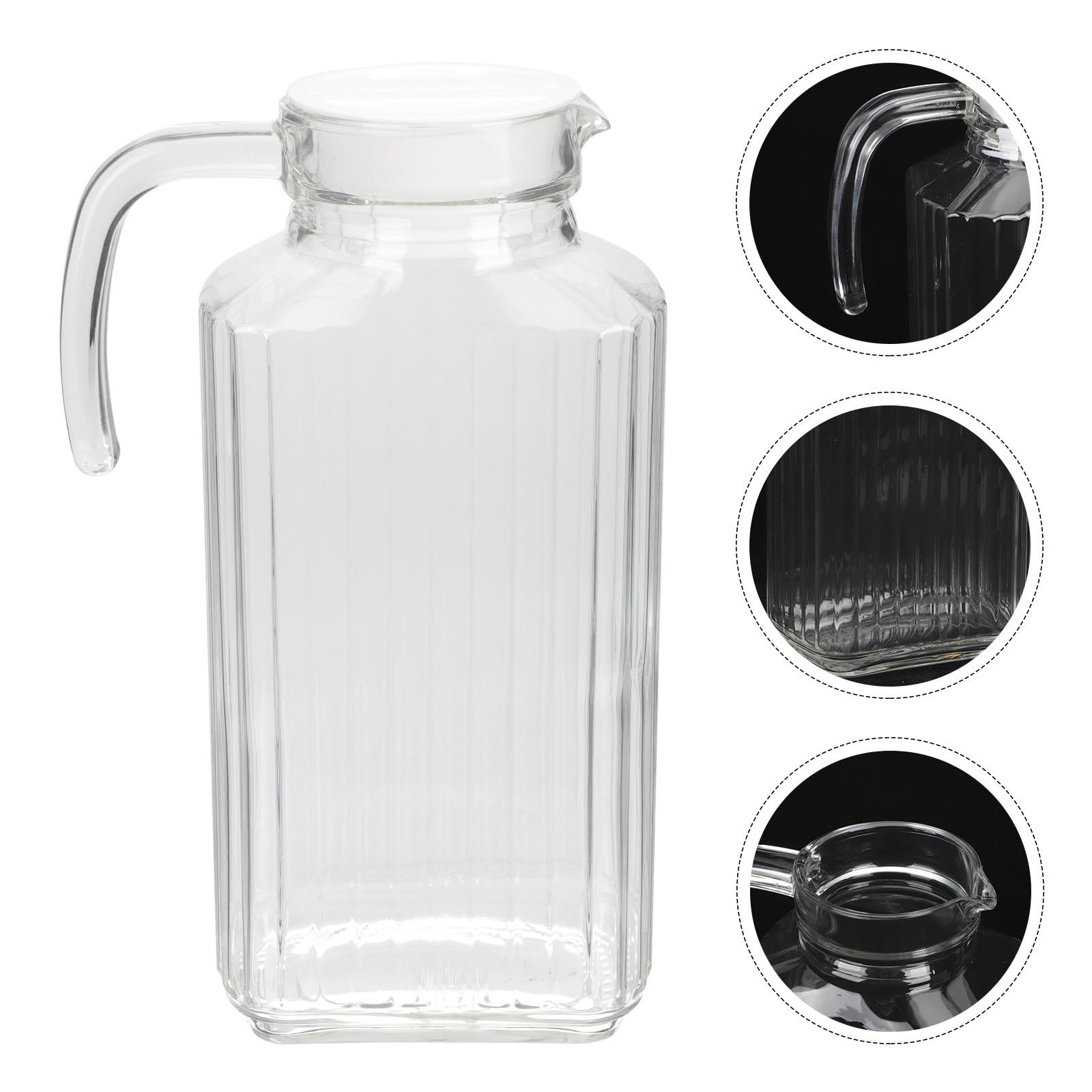 Garneck Jarra de Agua de Vidrio de 1.7l Tapa Resistente, Gran Capacidad para Bebidas Frías y Calientes, Adecuado para Hogar y Oficina