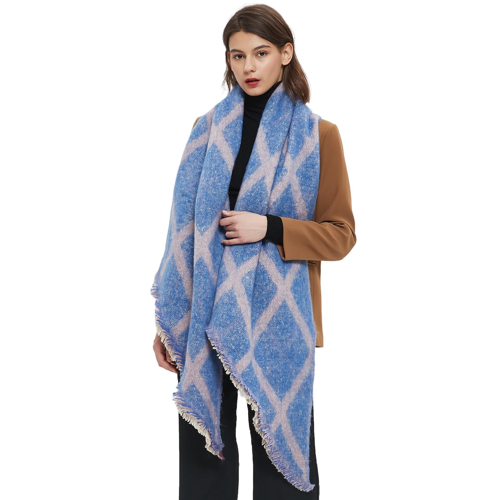 Sciarpa Donna Scialle Uomo Sciarpa da Donna con Sciarpa Diagonale A Quadretti Autunno E Inverno