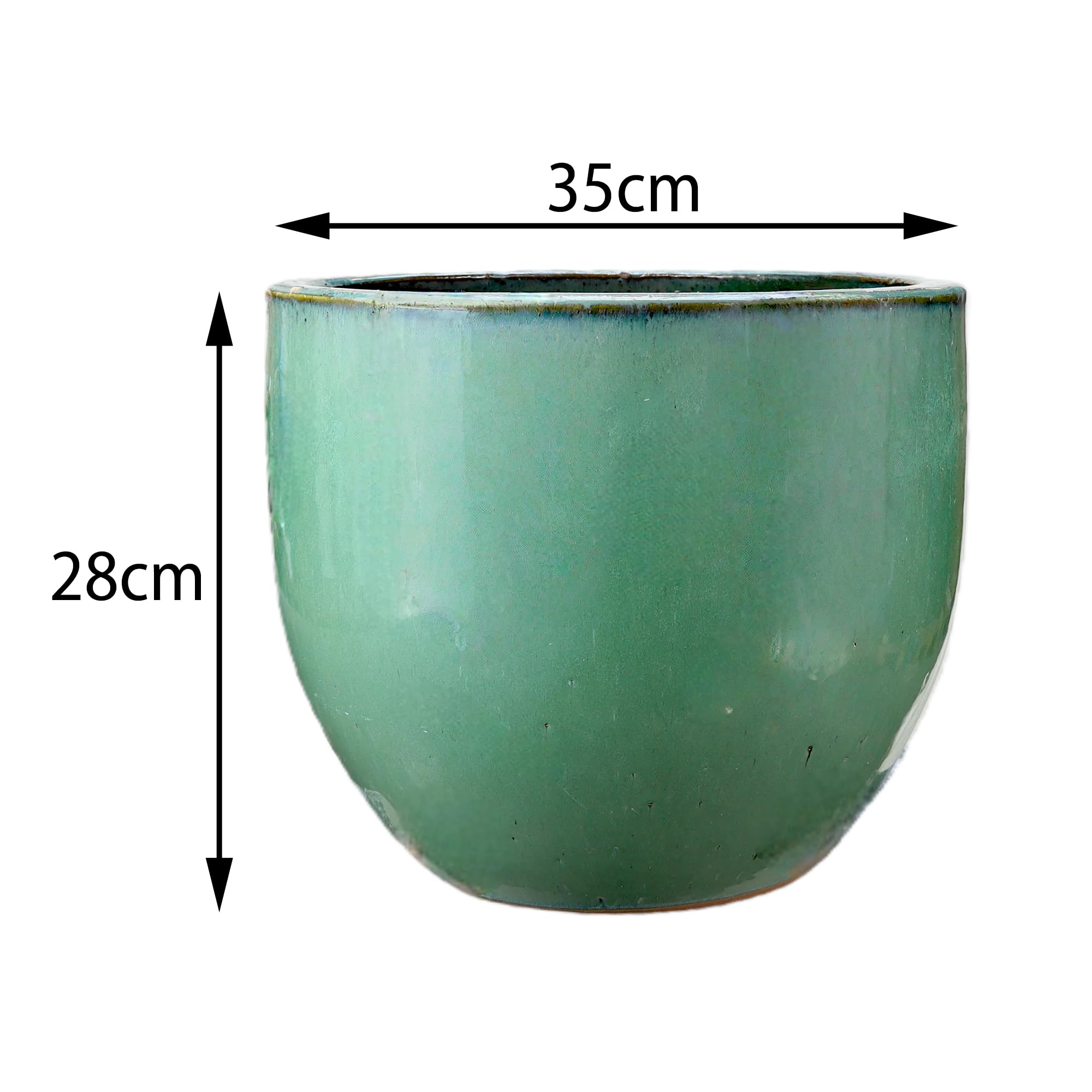 Steinzeug-Blumentopf/Pflanzkübel Eiertopf Jade Grün 35x28cm frostfest