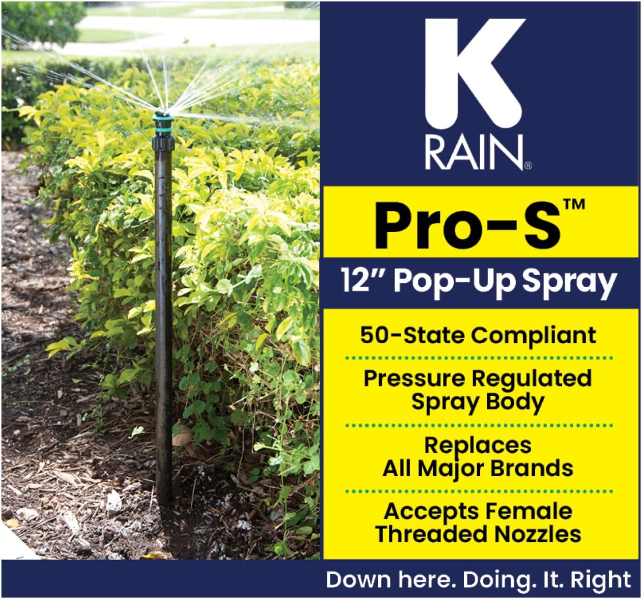 K-Rain Pro-S 12" Pop-Up Spray 2 Pack | 30 PSI Pressure Regulator | Variable Arc Nozzle Pack