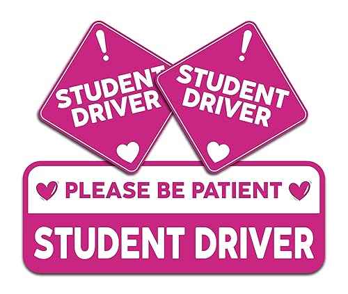 Pink Student Driver Stickers for Car (3 Pc) – Strong