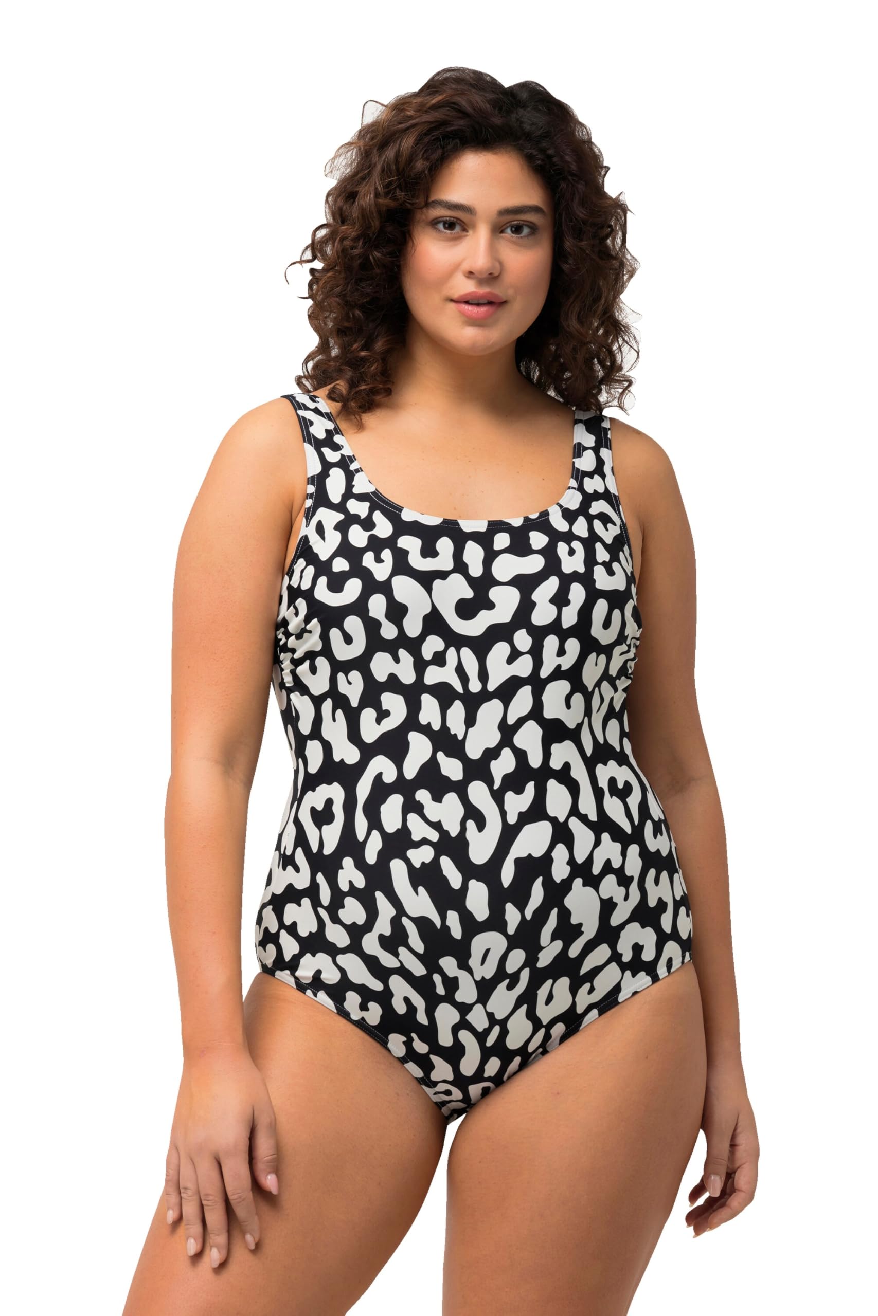 Ulla Popken Women's Black Badeanzug Alice, Softliner, Dg, Leo One Piece Swimsuit, 54-56