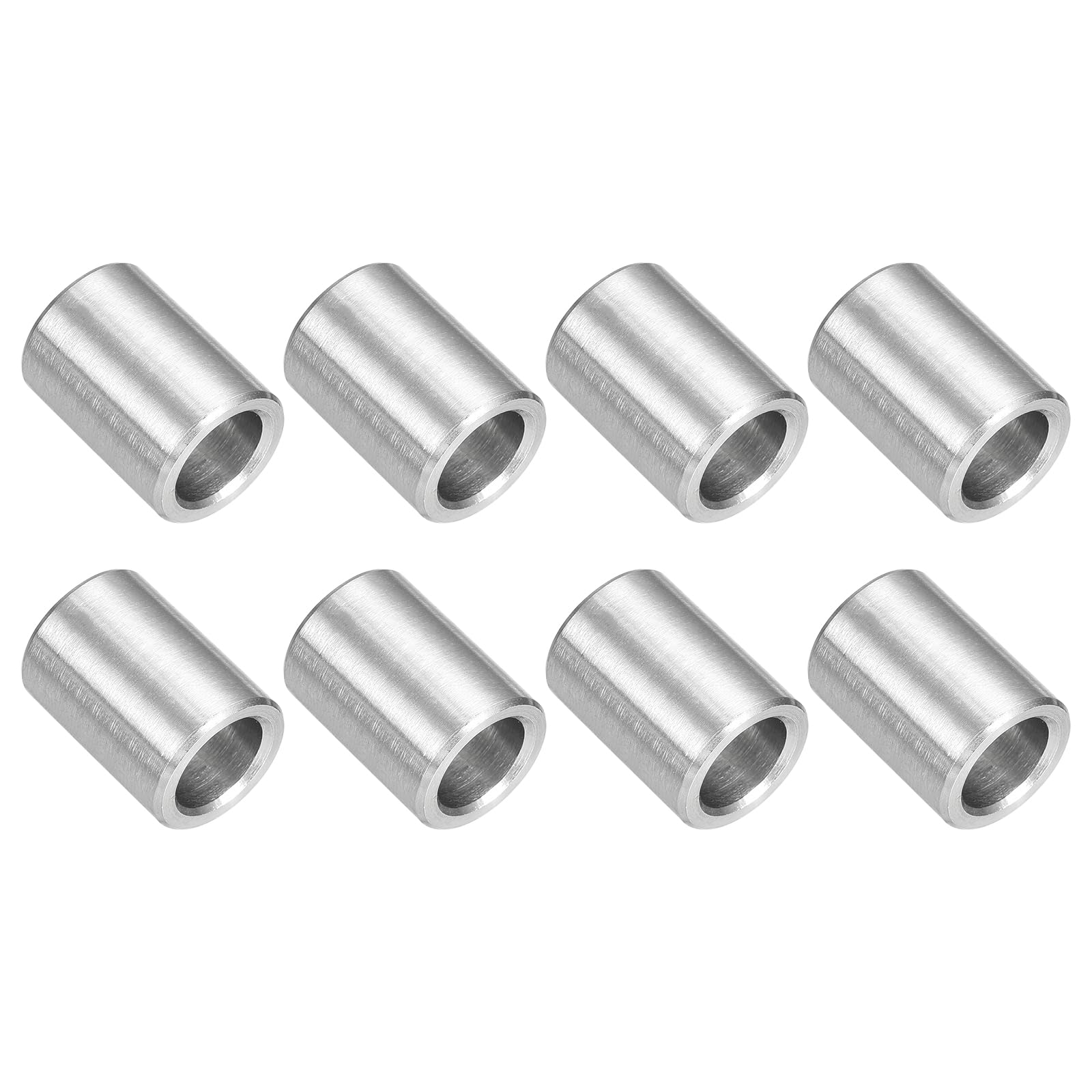 sourcing map 8Pcs 304 Stainless Steel Spacer 1/2" OD x 5/16" ID x 5/8" Length(12x8x16mm) Screw Standoff Bushing Plain Finish Unthreaded Round Metal Spacer for M3 Screws Bolts and Rods, Silver