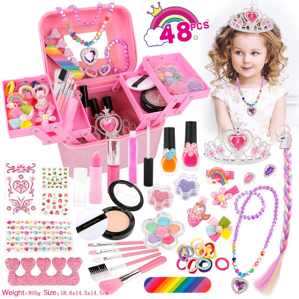 Walmeck Set di Gioielli da Principessa per Ragazze, Kit di Trucco da