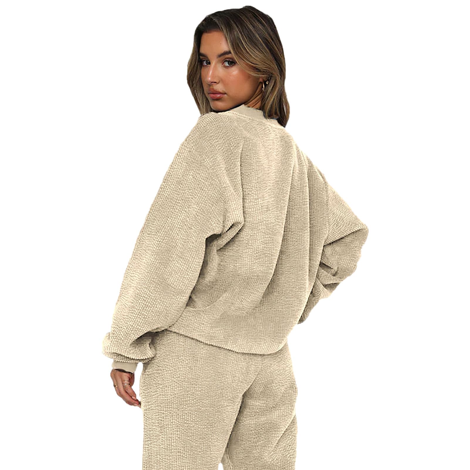 Damen Cord 2 Teiliger Trainingsanzug Jogginganzug Herbst Winter Flauschige Freizeitkleidung Set