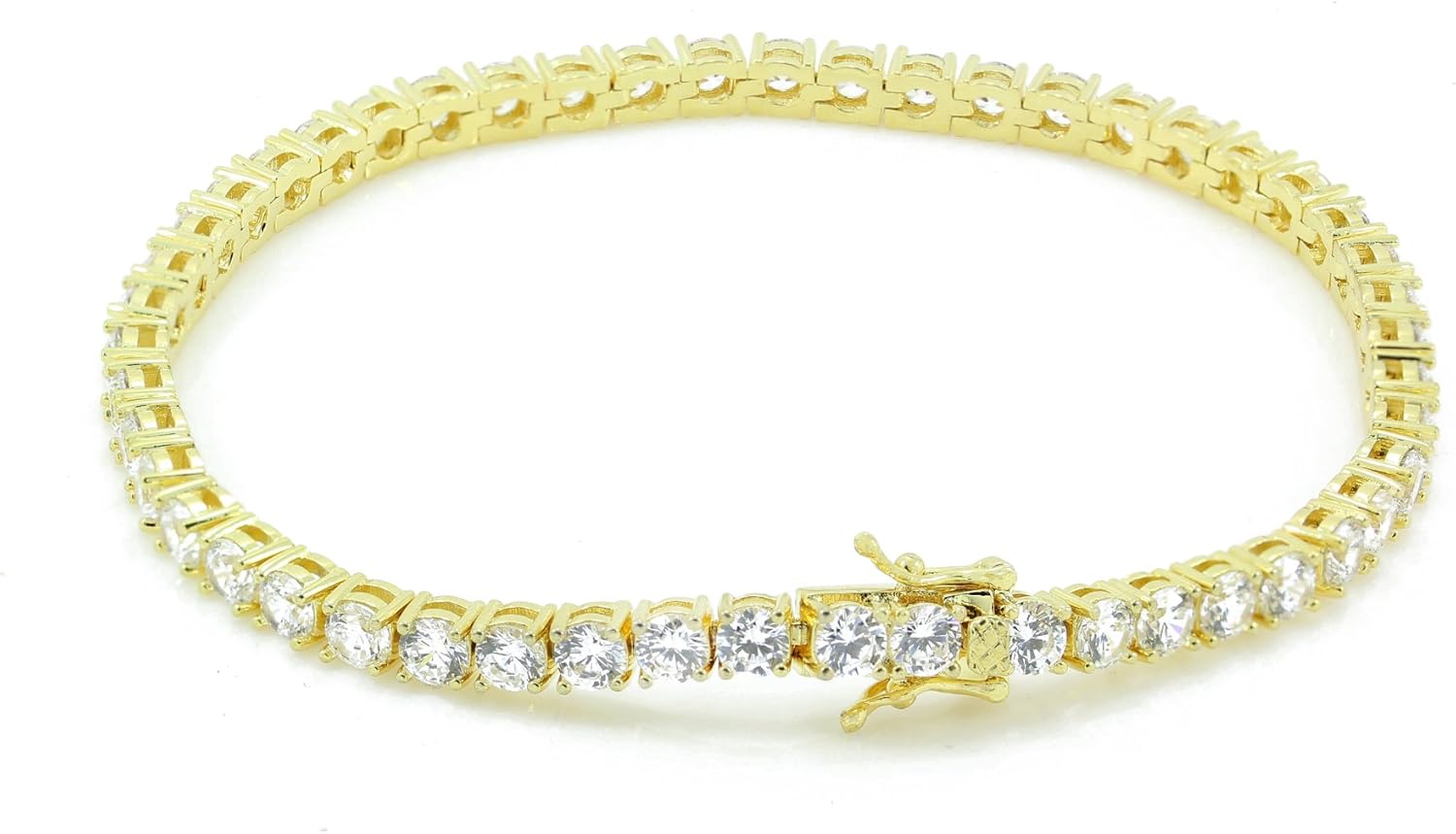 New Unisex 1 Row Tennis Necklace/Bracelet 14k Gold Finish Lab Created Diamonds 3MM Solitaires Necklace 16-24 inches Bracelet 6.5-8.5 inches