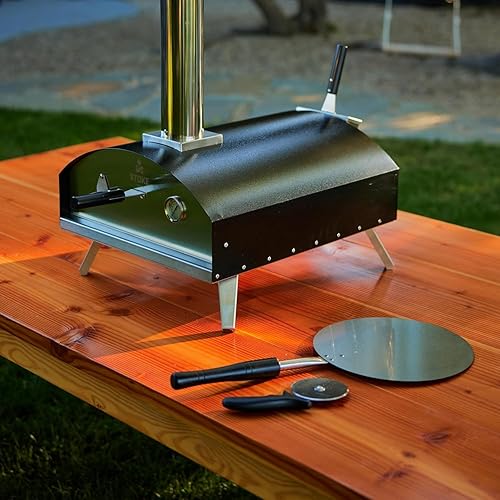 Miniatura 3 de Stoke Horno de pizza de leña al aire libre  Parrilla de pizza portátil de acero inoxidable, pellets de madera para cocinar al aire libre, hornos de