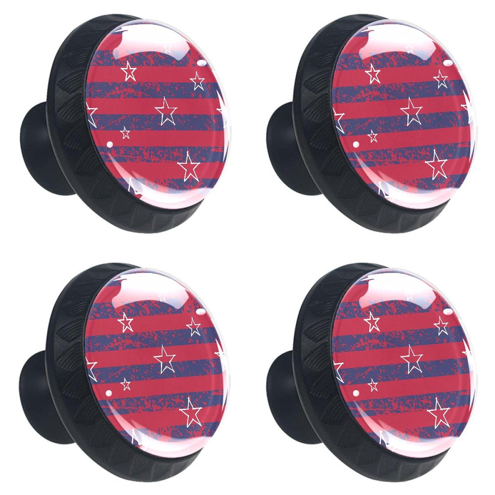 Boutons de tiroir en verre drapeau américain (lot de 4) boutons multicolores pour cuisine