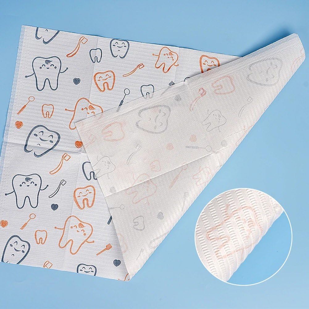 Lot de 125 Bavoirs Dentaires Jetables 33 X 45,7 Cm, Imperméables, pour Salon De Manucure, Fournitures De Technologie des Ongles pour Fournitures De Tatouage Dentaire
