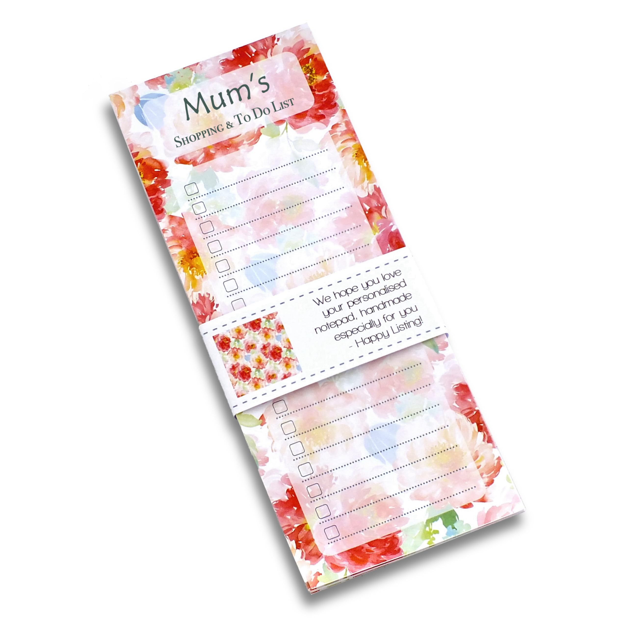 Bright Heart Design Mum's Shopping & To Do List Pad, Shopping List Notepad - Tear Off Pages - Floral Pink - Mother's Day Gift for Mum - To-Do Checklist