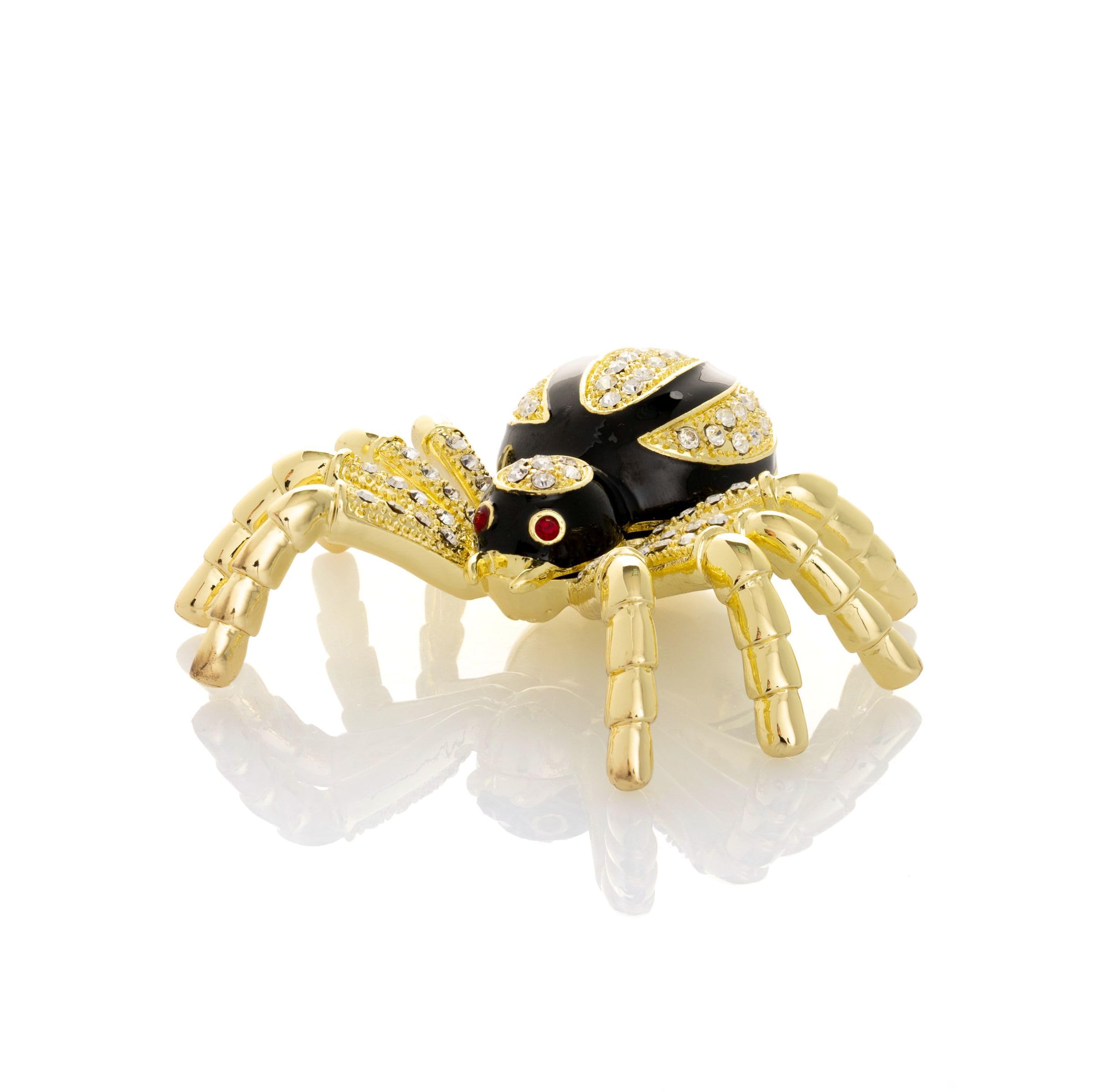 Keren Kopal Gold & Black Tarantula Spider Faberge Styled Trinket Box