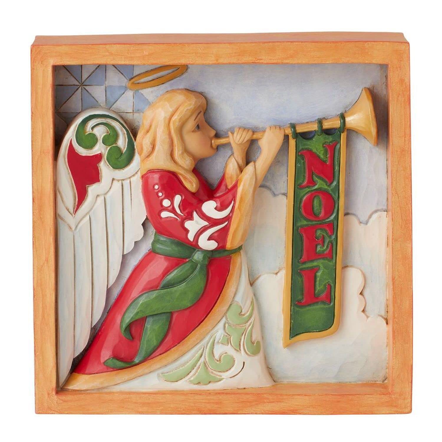 Enesco Jim Shore Heartwood Creek Angel mit Trompeten-Schild