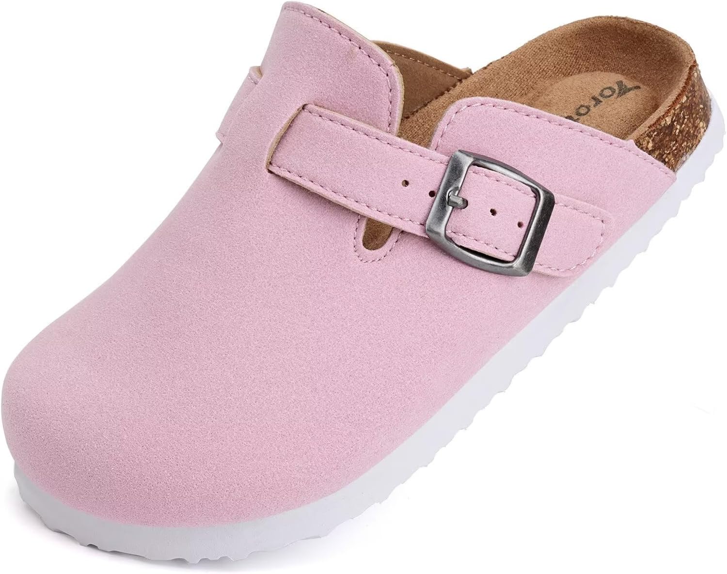 Torotto Kids Suede Clogs Cork Footbed Toddler Slippers with Arch Support & Adjustable Straps for Boys Girls Indoor & Outdoor