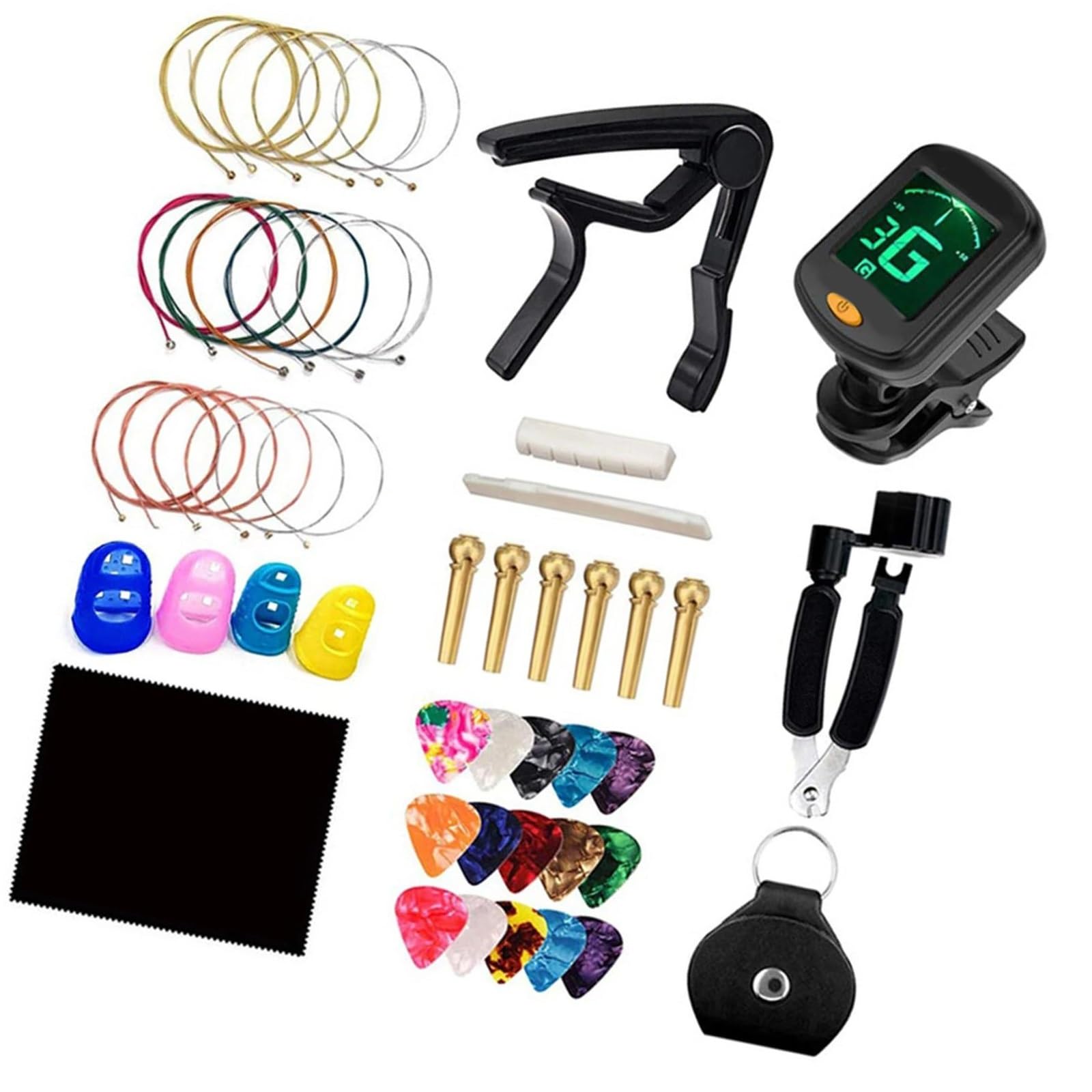 kit di installazione per chitarra Capotasto Per Chitarra/accordatore/plettri/chitarra Corde In Rame Puro 1-6 Strumenti Di Riparazione Per Chitarra Per Set Di Accessori Per Chitarra Acustica