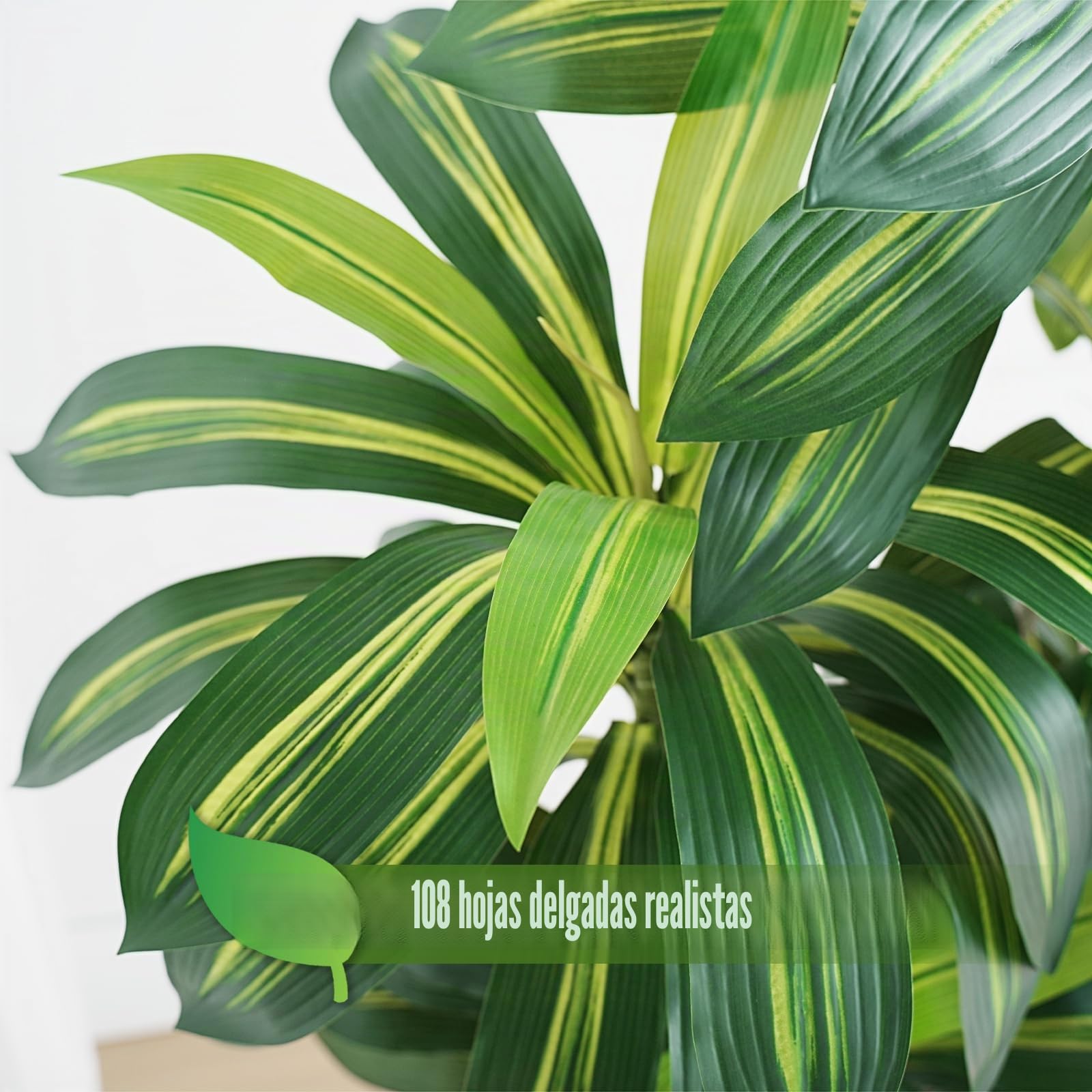 Planta Artificial Dracaena de 180cm Planta Artificial Grande con Maceta Alta Blanca Plantas Artificiales Decorativas para Interiores Decoración Salon hogar Dormitorio Oficina Pasillo