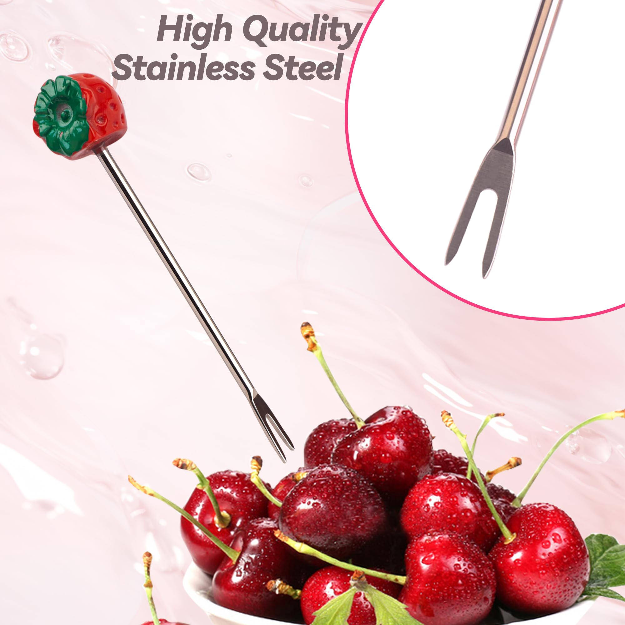Set of 10 Strawberry Stainless Steel Fruit forks and 1 Strawberry Holder, Fruit Forks Dessert Forks Salad Forks Food Picks — Amazon image 8