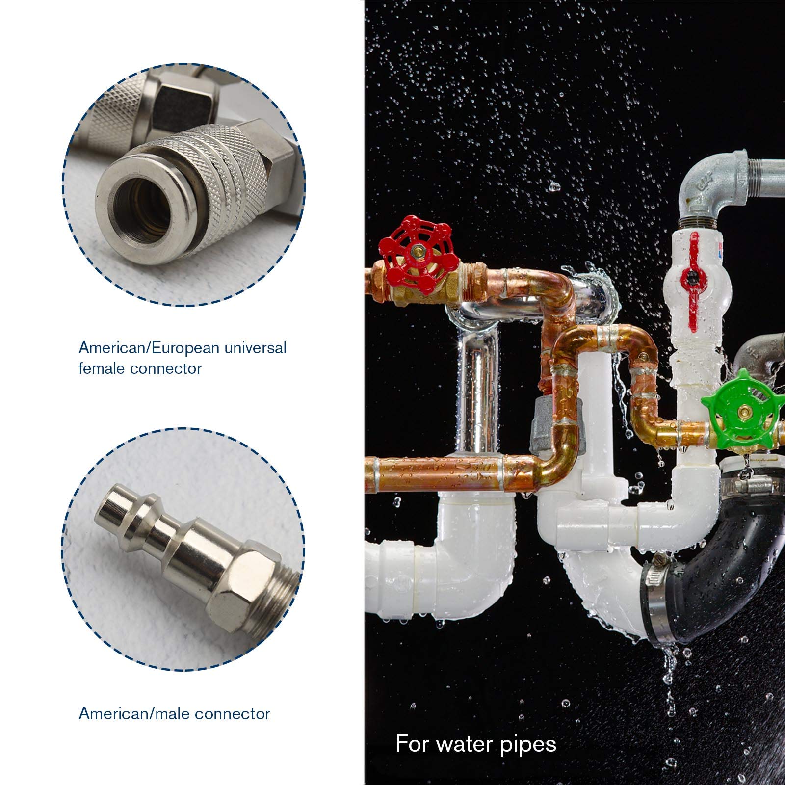 OTOTEC 1/4 Pouce FNPT Connecteur Pneumatique 3 Voies Collecteur de Tuyau d'air Raccord Rapide Coupleur 1 Mâle à 3 Diviseur Femelle