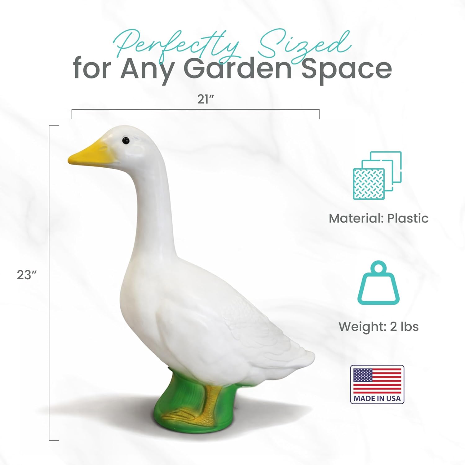 2 Pack Goose Outdoor Lawn and Garden Statue, 23" Tall Animal Figurine for Patio, Balcony, or Front Porch Decor, White